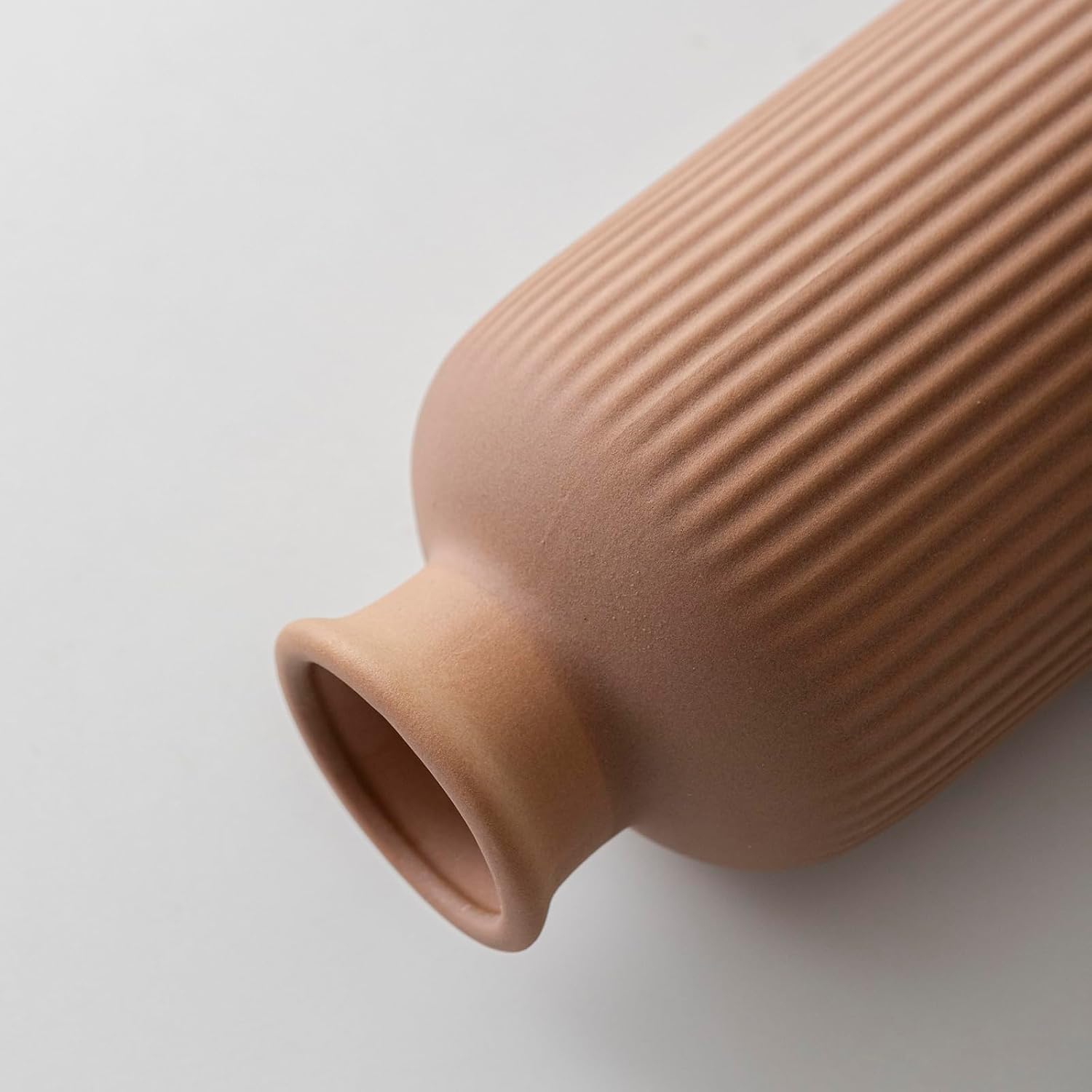 Ribbed Ceramic Vase for Flowers / Coffee / 10 Inch