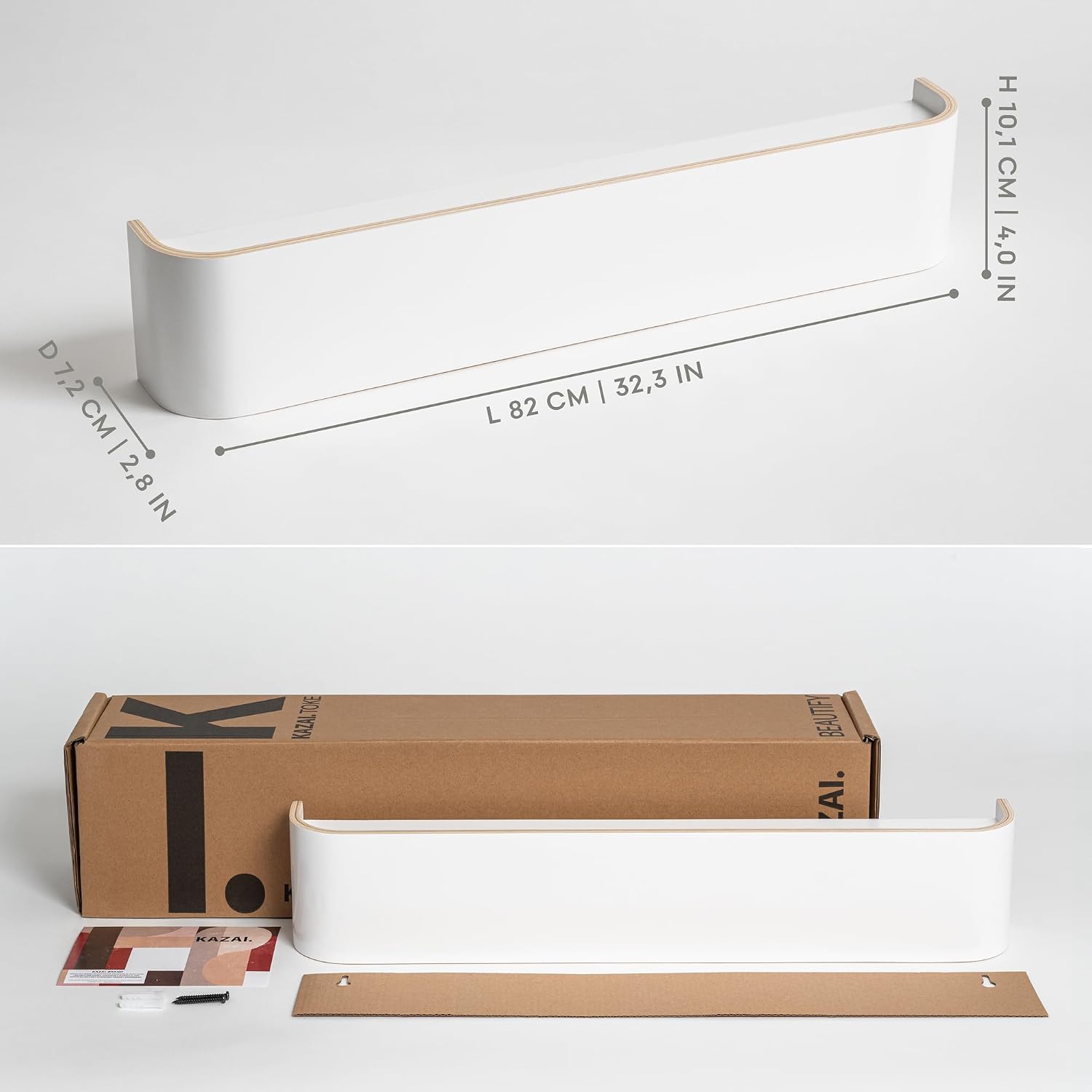 Kazai. Wall-Mounted Coat Rack 'Toke' - Modern Design Coat Rack with Hidden Wall Hooks - Solid Wood Veneer Panel Coat