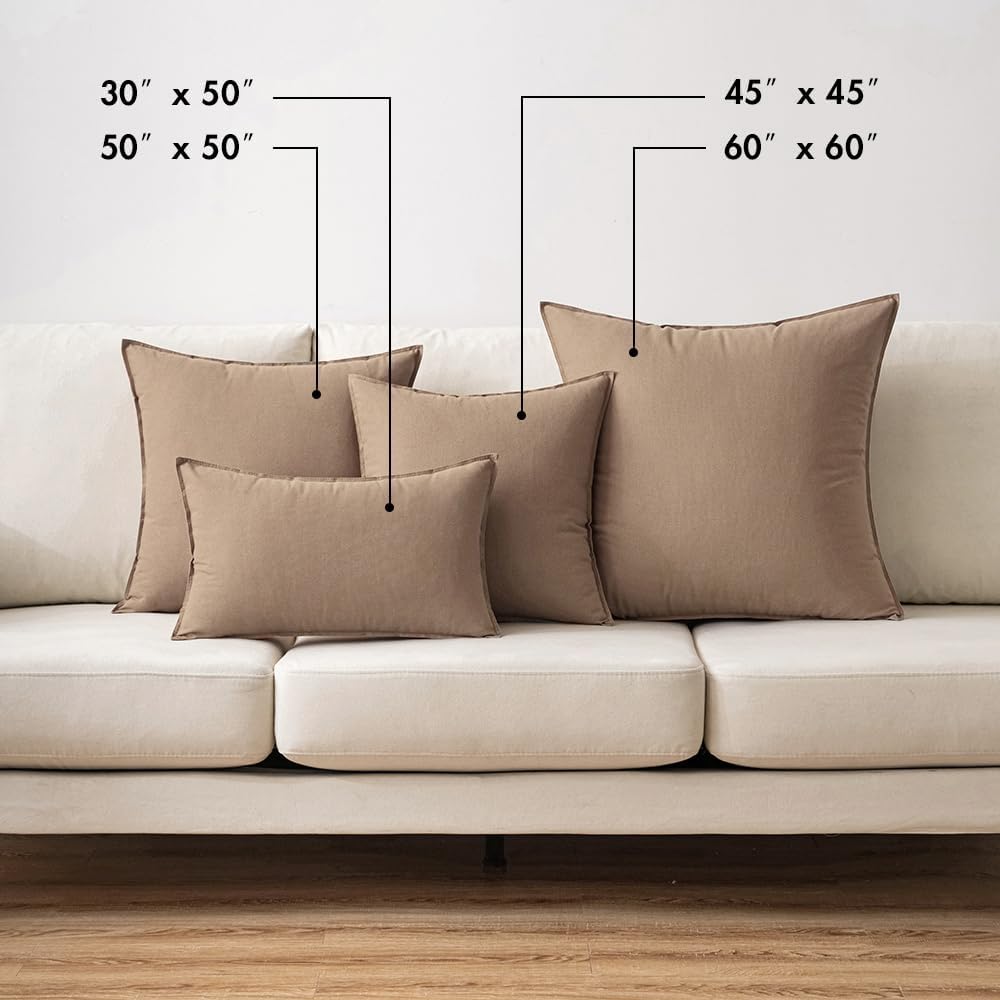 Decorative Linen Pillow Covers Boho Farmhouse Modern Soft Accent / 18 x 18 / Coco Brown / Set of 2