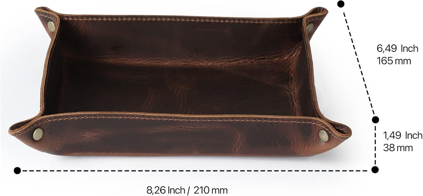 Londo Genuine Leather Tray Organizer - Practical Lightweight Water Resistant Computer Table Desk Storage Box for
