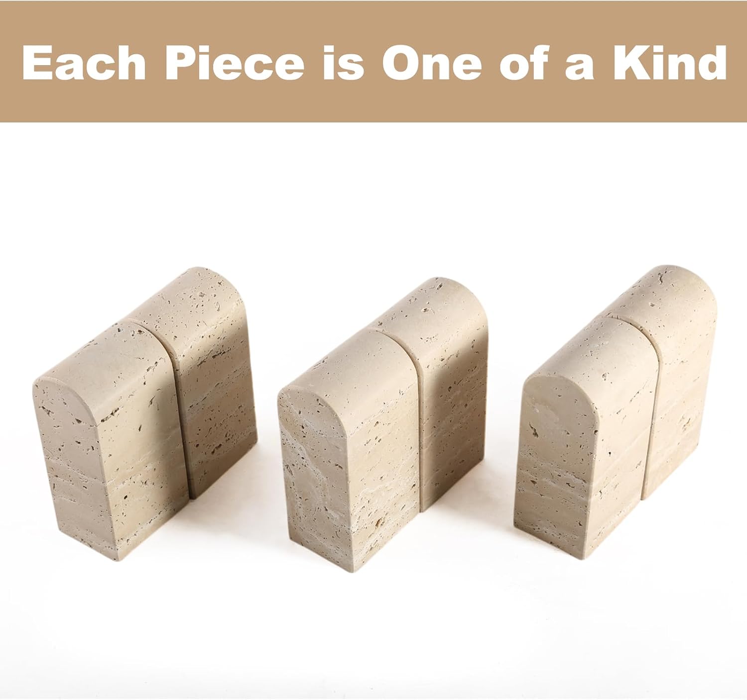 Decorative Book Ends / Light Beige Travertine