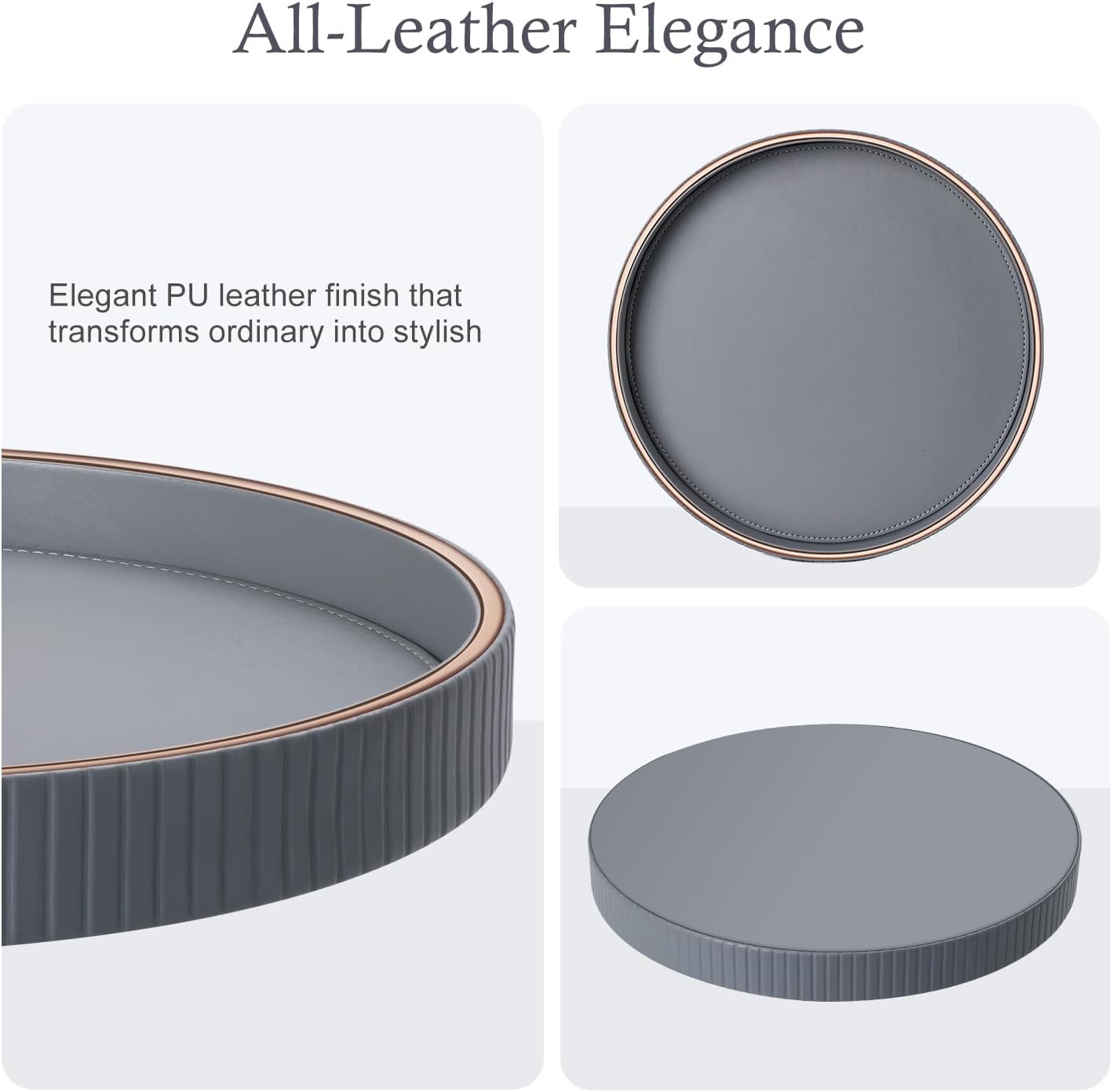 12" Round Coffee Table Tray / Gray