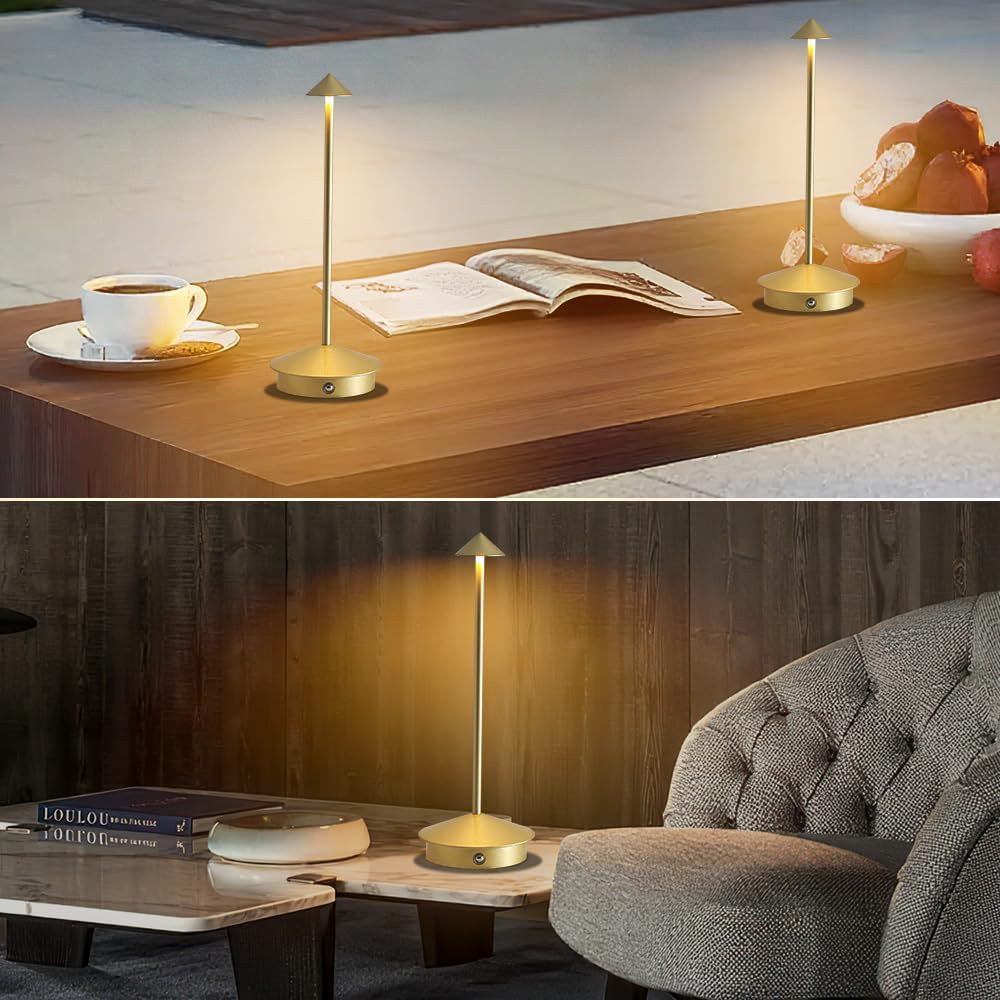 EJQ 2 Pack LED Rechargeable Cordless Table Lamps,Portable Outdoor 5000mAh Battery Operated Table Light Touch Control 3