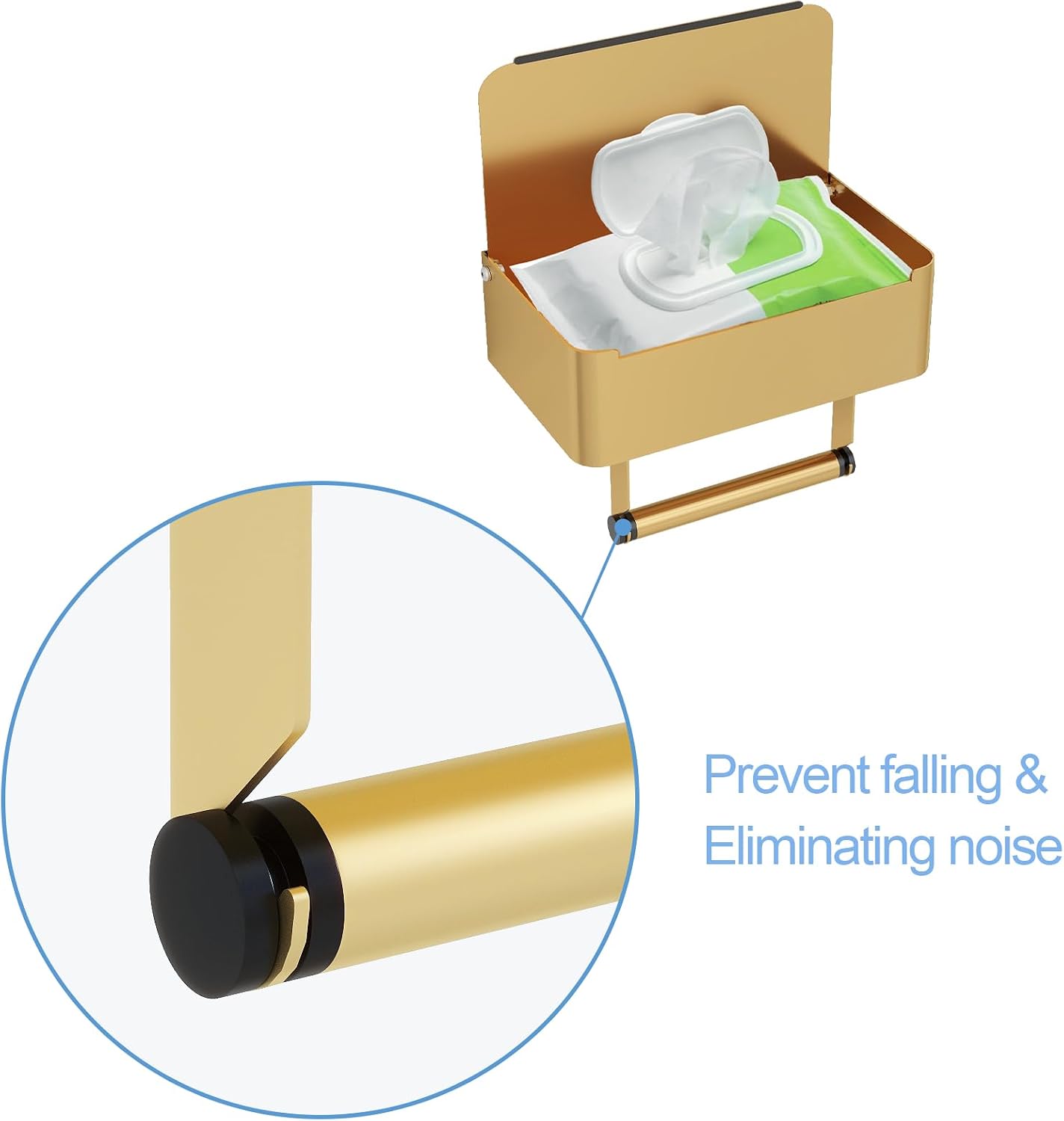 JUYSON Toilet Paper Holder, Toilet Paper Holder with Shelf, Color Gold | Wall Mount, SUS304 Stainless Steel, Flushable
