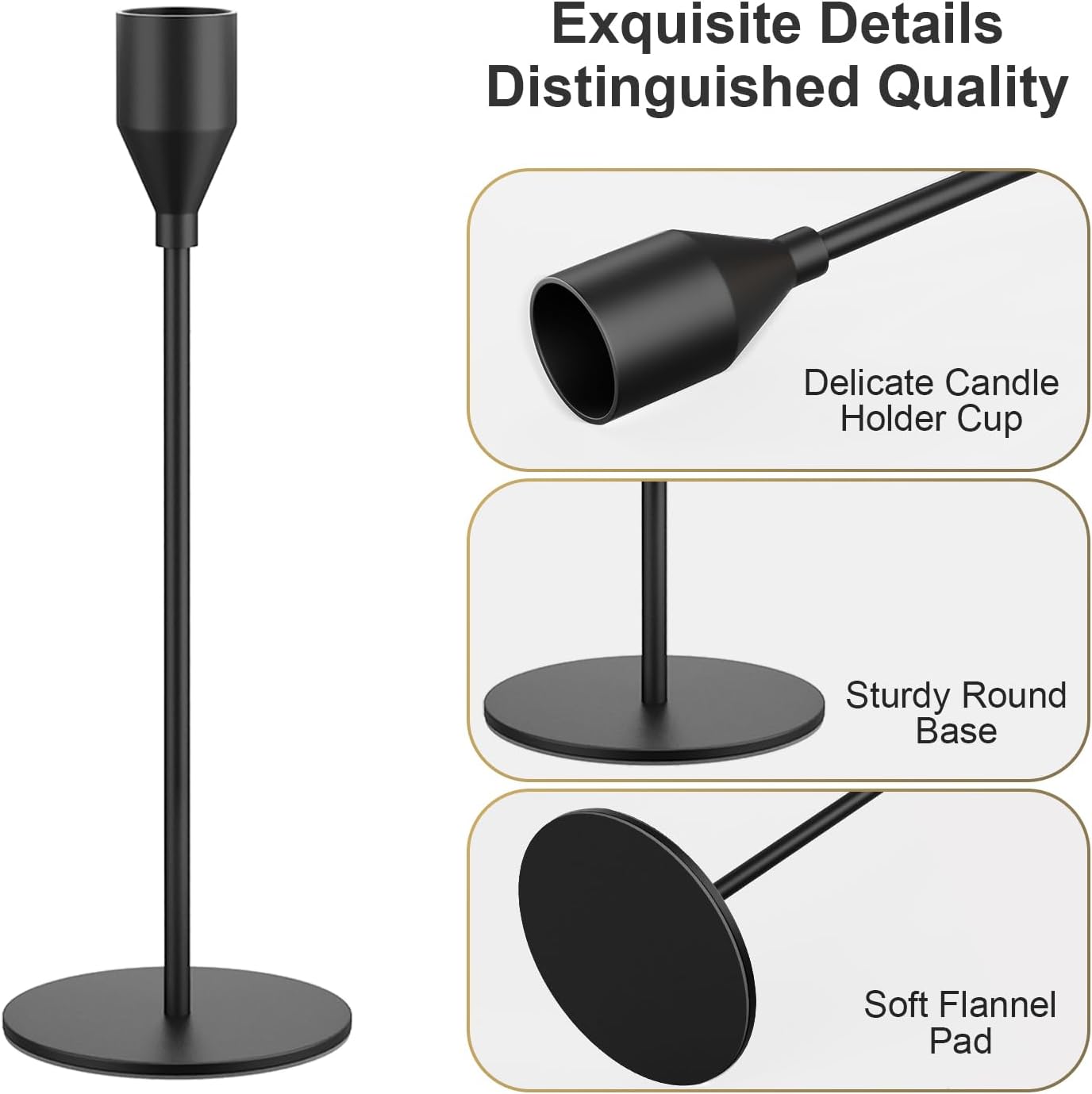 NLBTW Black Taper Candle Holders Set of 6, Metal Candlestick Holders for Table or Mantel Decor Centerpiece, Candle