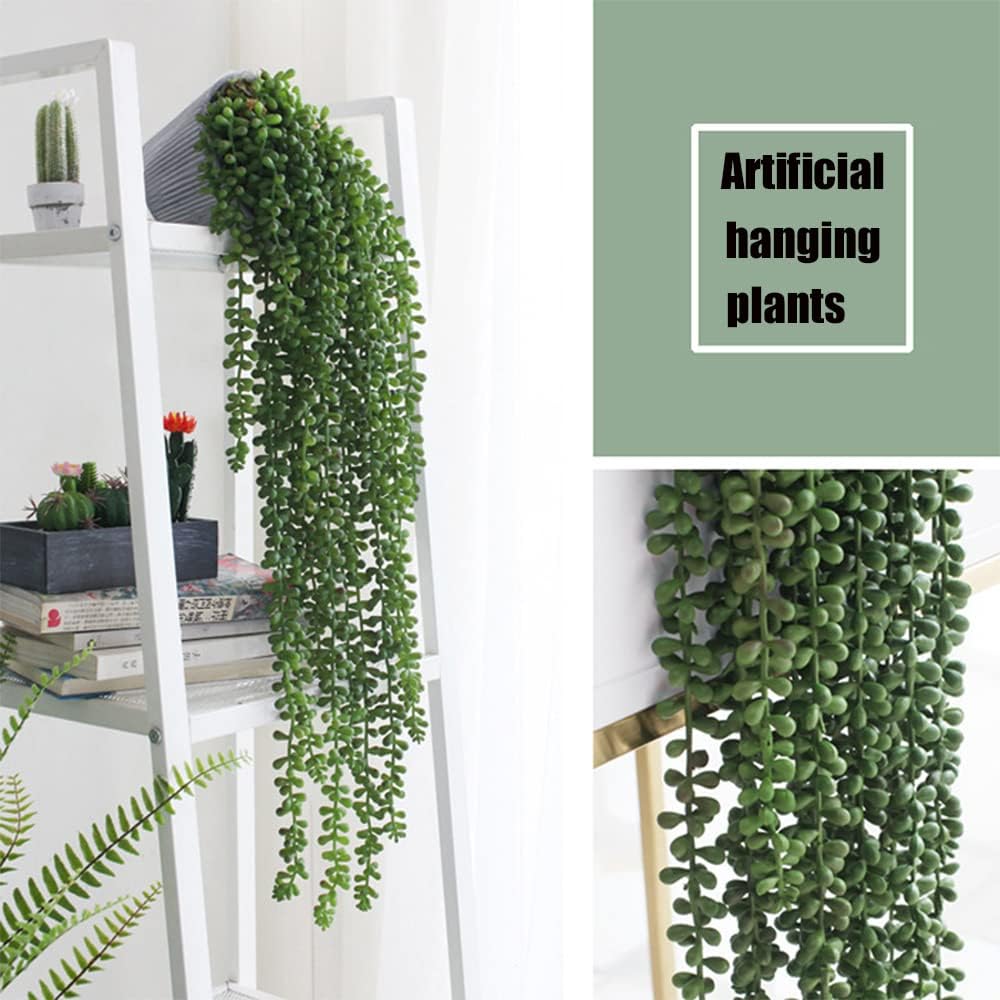 String of Pearls Plant Artificial Hanging Succulents Plants / Green / Set of 3