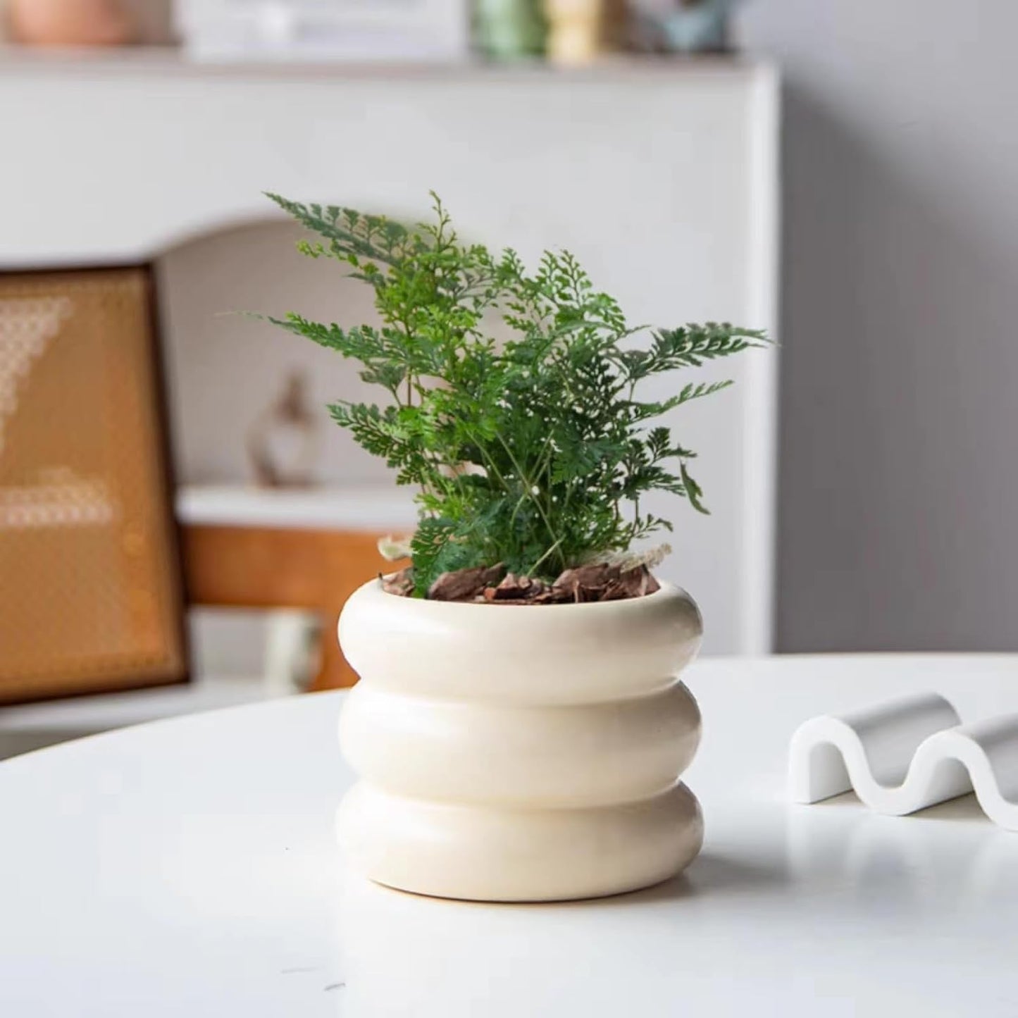 Ceramic Plant Pot Indoor / Beige / 4.7inch / 4.5 Inch