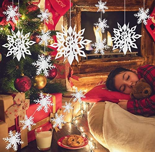 24PCS Hanging Snowflake Decorations Winter Wonderland Party Supplies