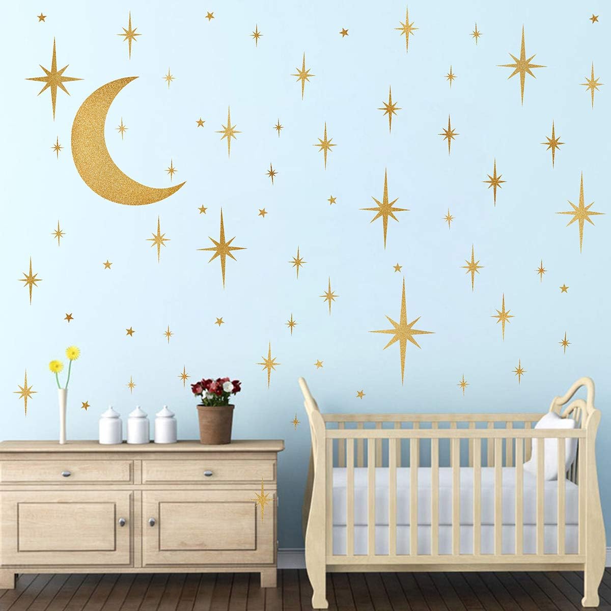 Retro Starburst Wall Decals Stars Wall Stickers Atomic Star Vinyl / Retro Starburst -vintage Gold