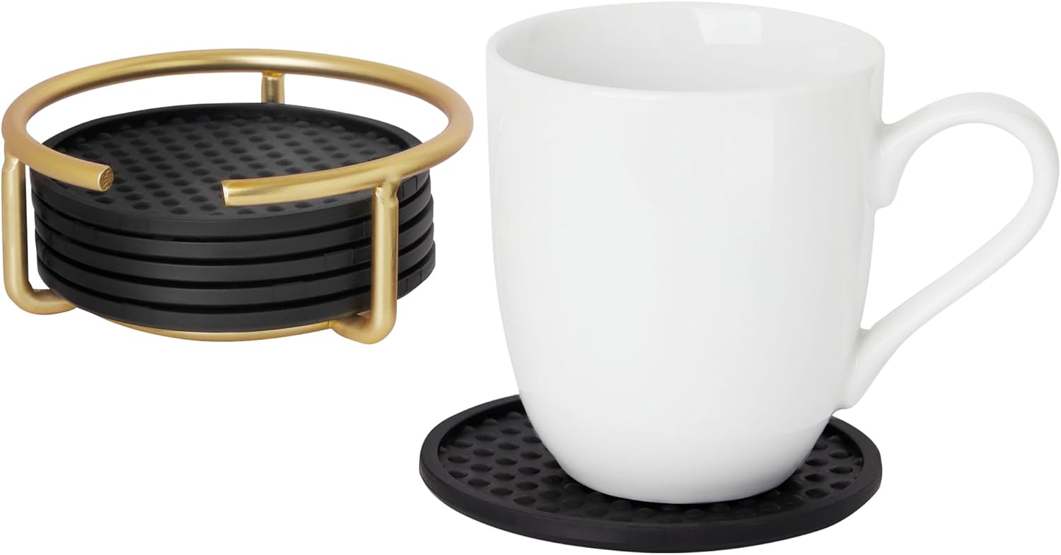 Holder Modern Table Drink Coasters / Gold / Set of 6