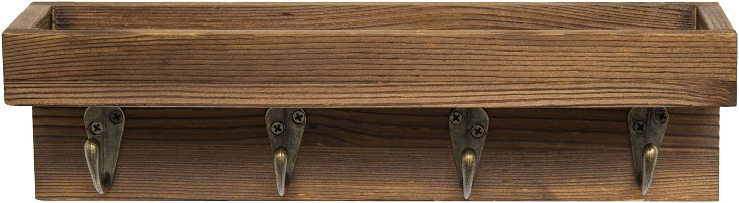4 Metal Key Hooks / Dark Brown / 10 Inch