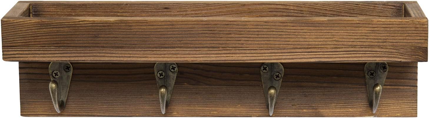 4 Metal Key Hooks / Dark Brown / 10 Inch