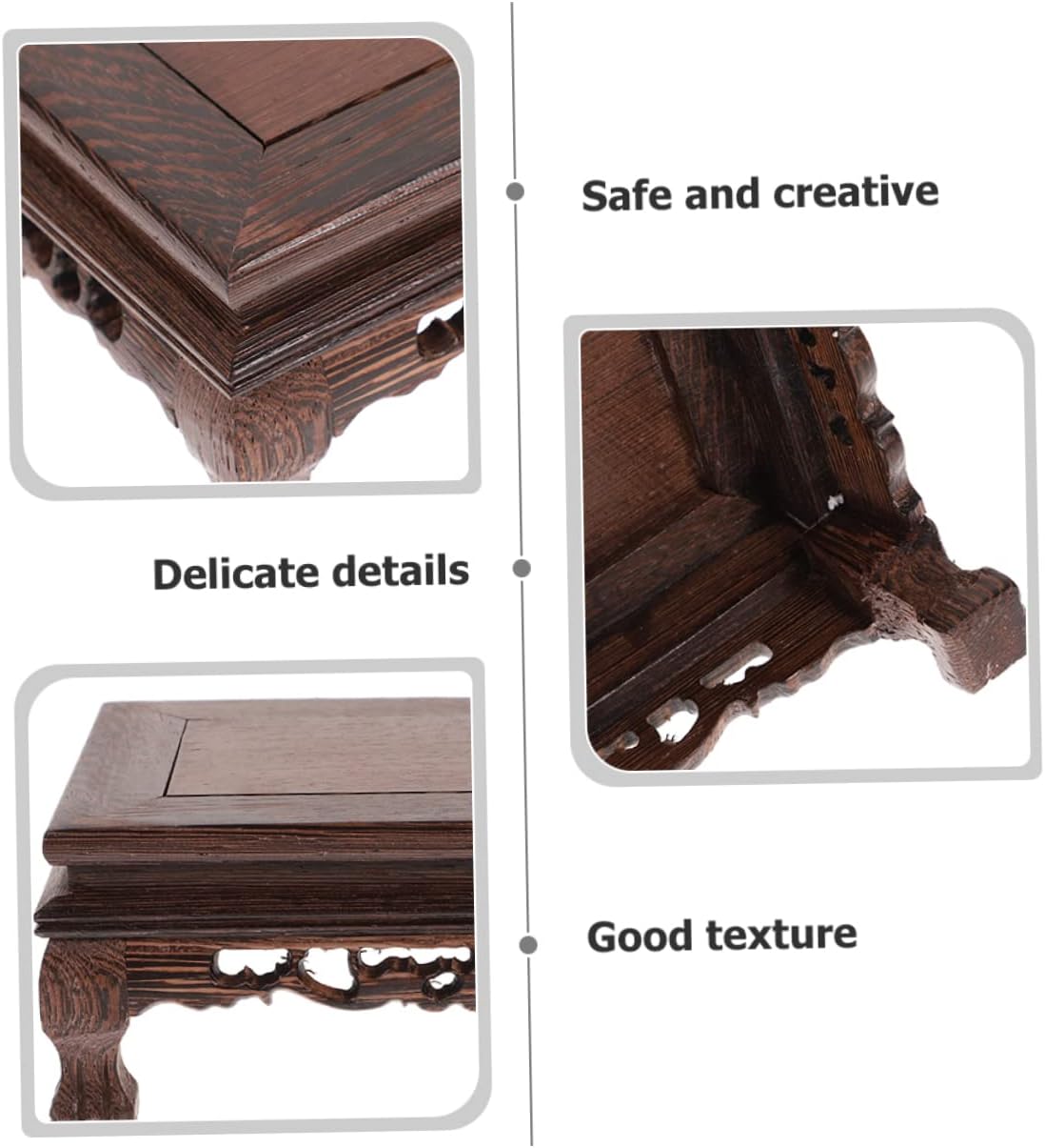Rectangular Wooden Display Pedestal Multi-Use Plant Stand Flower Pot Base / 9.44 x 6.29 x 3.54