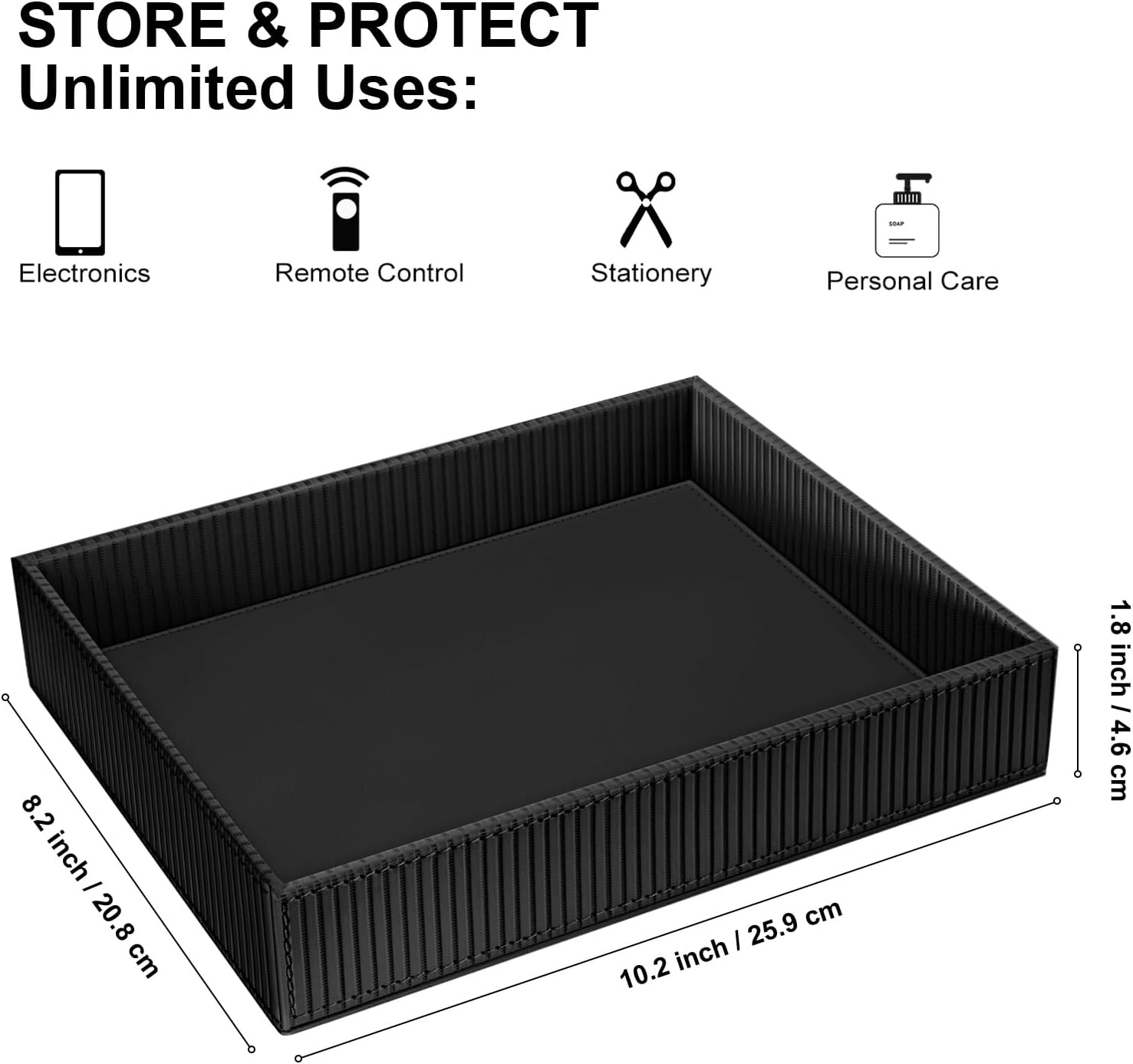 Valet Tray Desk Organizer / Stripe Black