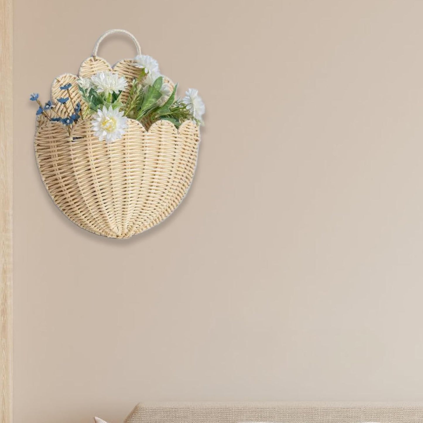 Wall Hanging Basket Storage Organizer Imitation Rattan Plants Multifunctional Decoration / Large