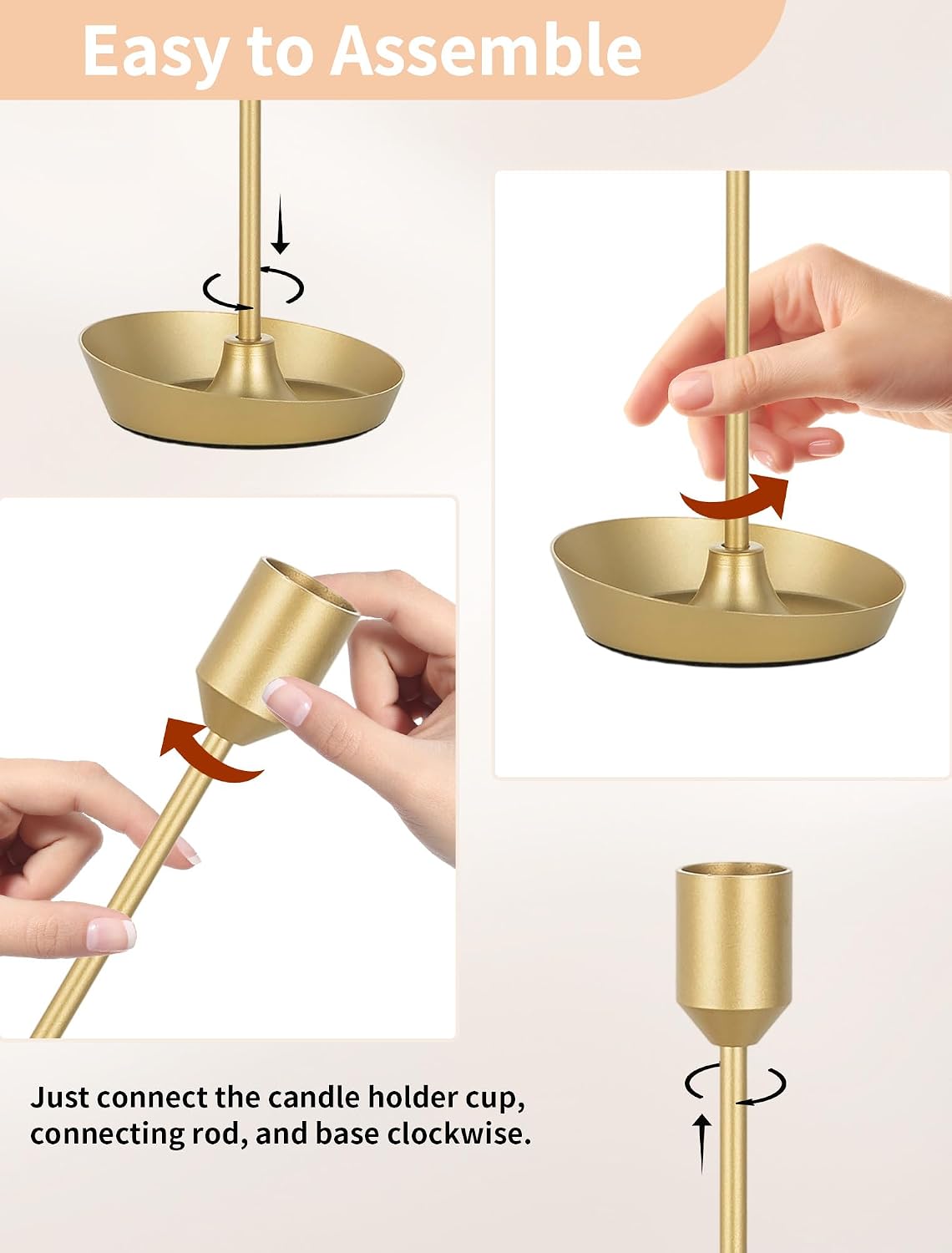 NUPTIO Taper Candle Holders for Wedding: 6 PCS Gold Matte Candles Stick Holder for Table Centerpiece - Bulk Candlestick