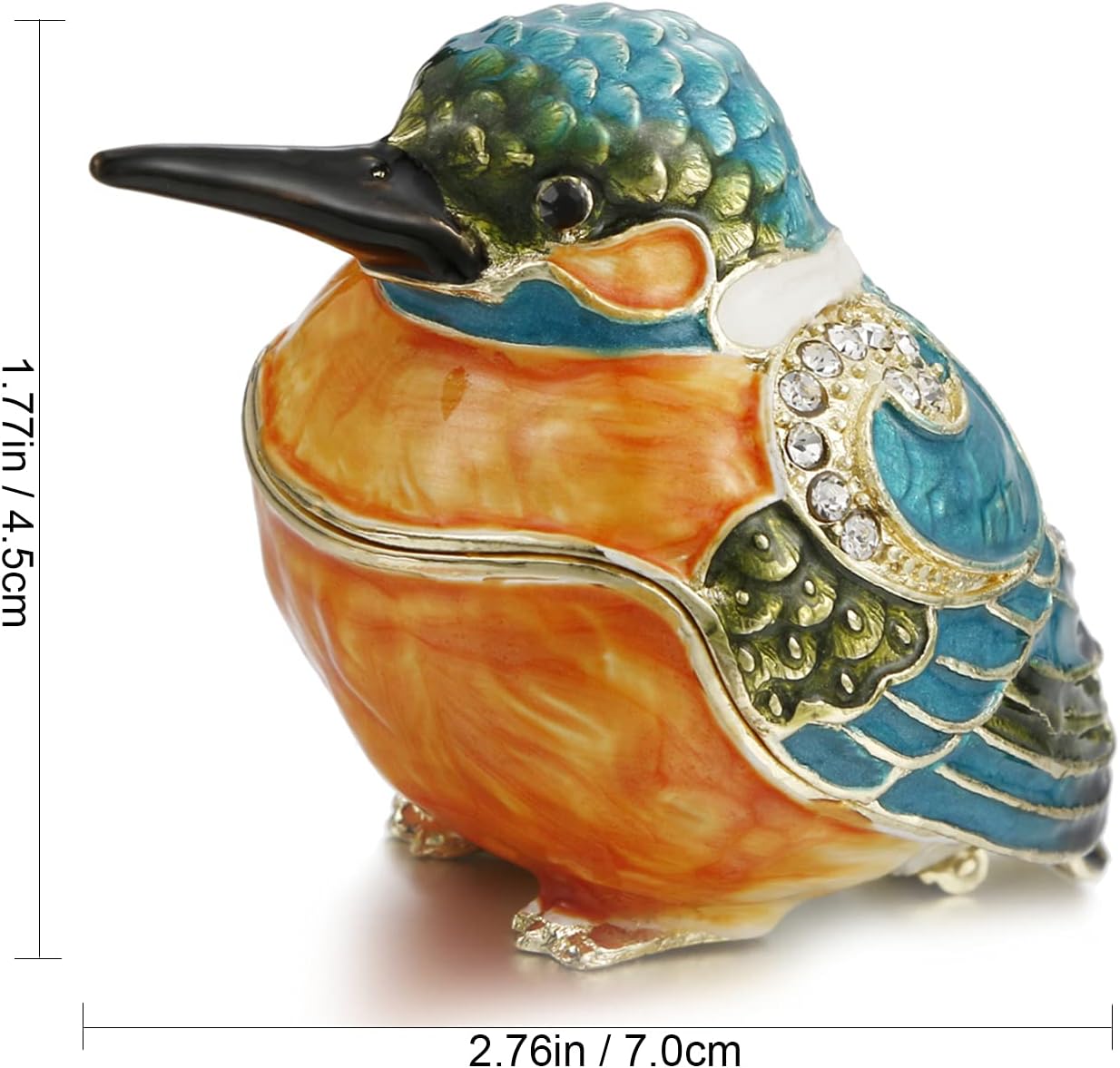 Unique Figurine / Hinged Jewelry Organizer for Ring Earrings / Blue Kingfisher