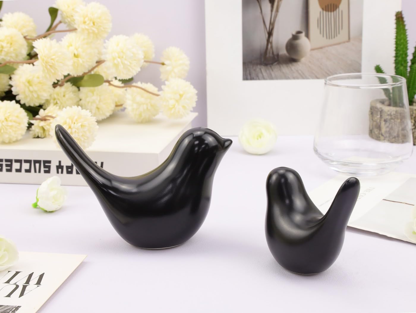 Small Birds Statues Modern Style Home Decor Birds Small Animal Sculpture / Black