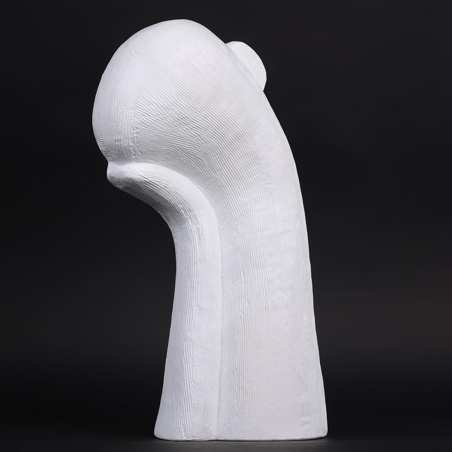 Head Sculpture Ceramic Thinker Statue / White / 14 Inch