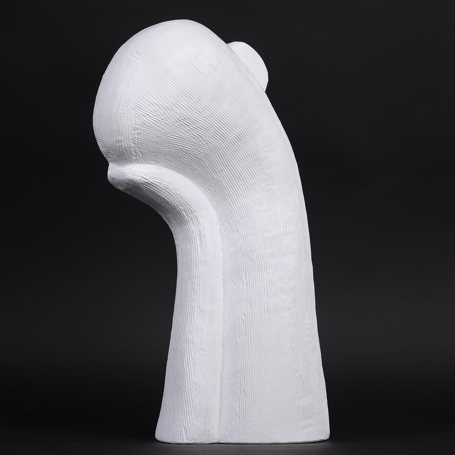 Head Sculpture Ceramic Thinker Statue / White / 14 Inch
