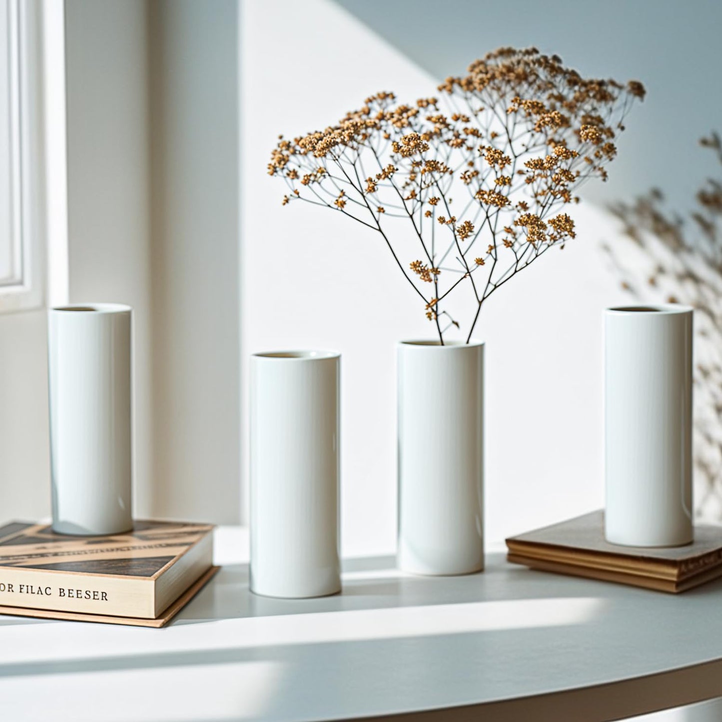 5.51'' Small Modern White Ceramic Vase / White - Style 3 / Set of 10