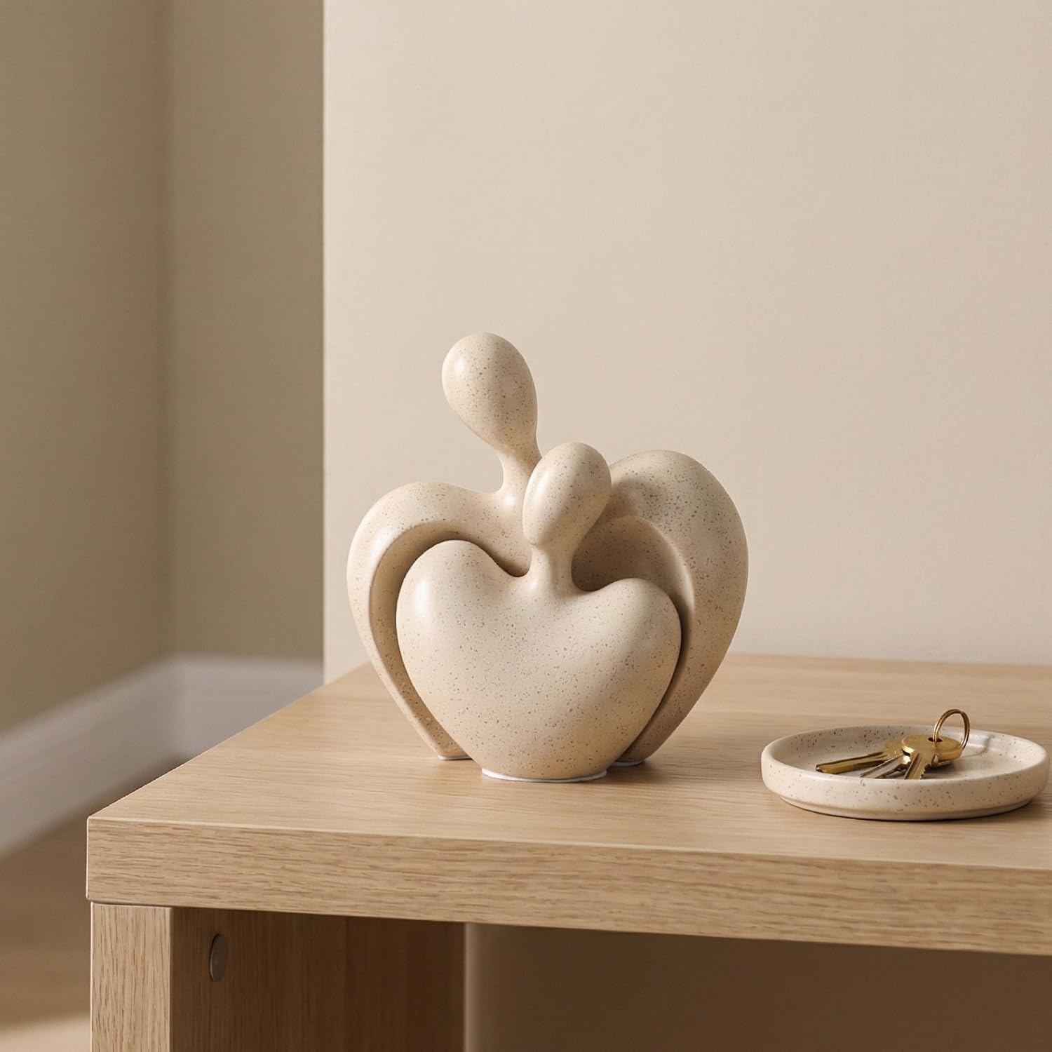 Ceramic Couple Statues Home Decor Aesthetic Abstract Sculpture Modern Decorative Statue / Beige