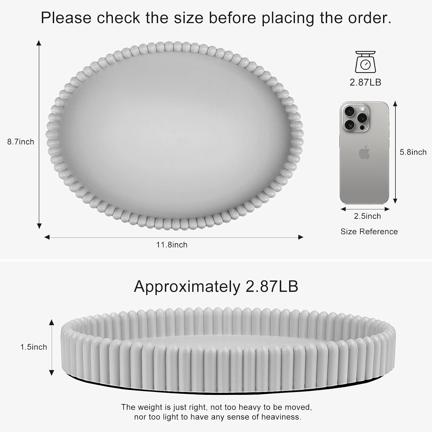 Decorative Tray / Gray1 / Gray / 11.8 Inch