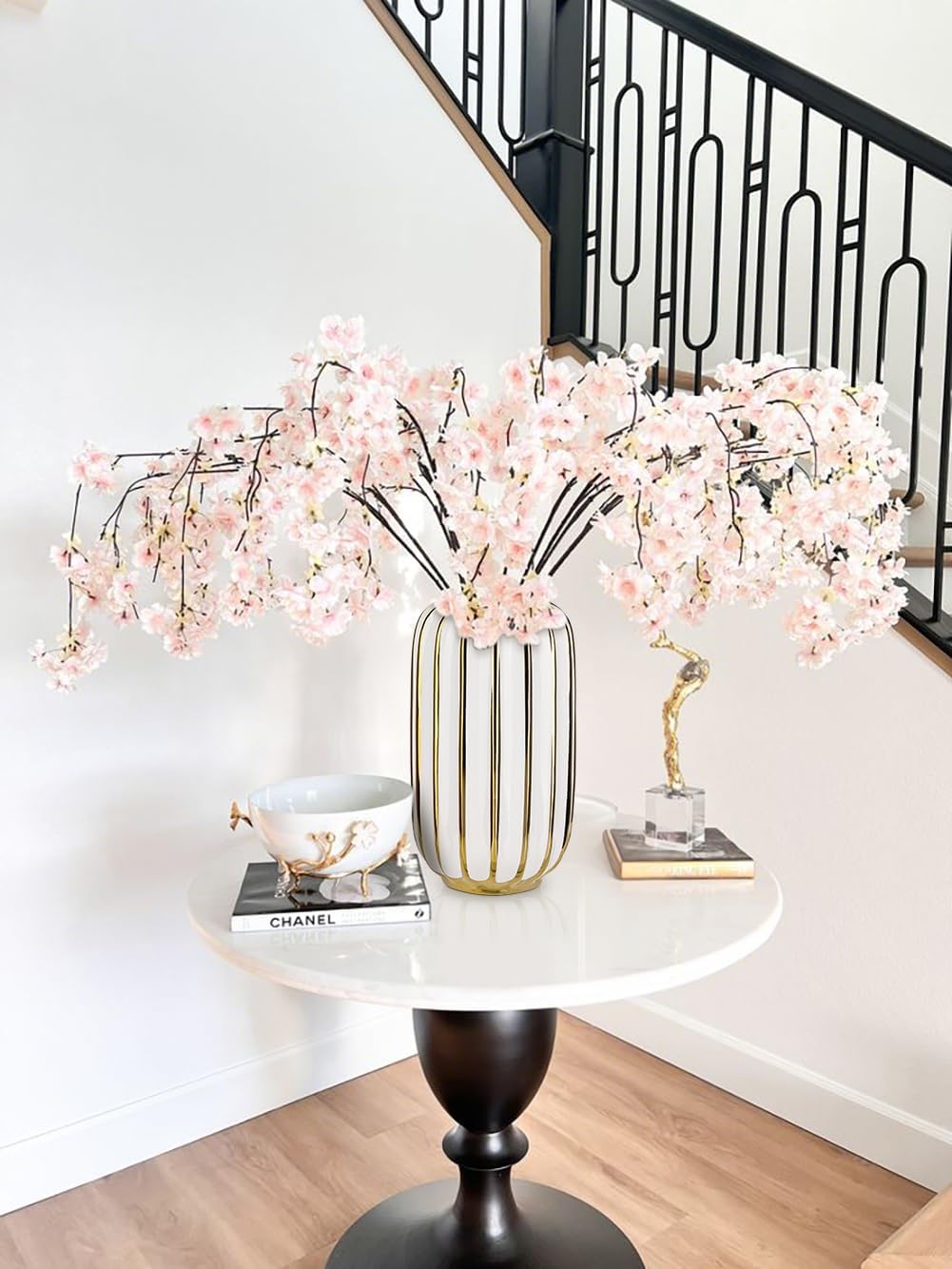 Gold Plated Lantern Ceramic Vase Home Decor Creative Design Porcelain / 11.02'' Tall-white