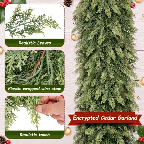 6FT Christmas Artificial Cedar Garland for Mantel