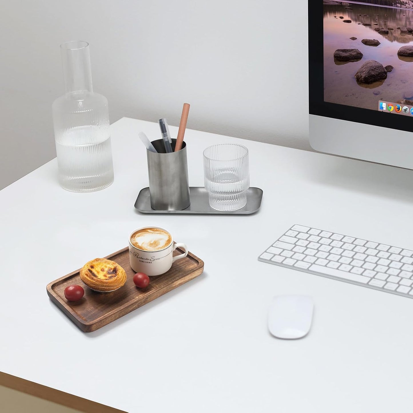 Wood Bathroom Tray for Organizing and Home Decor / 9.8 x 5.1 x 0.8