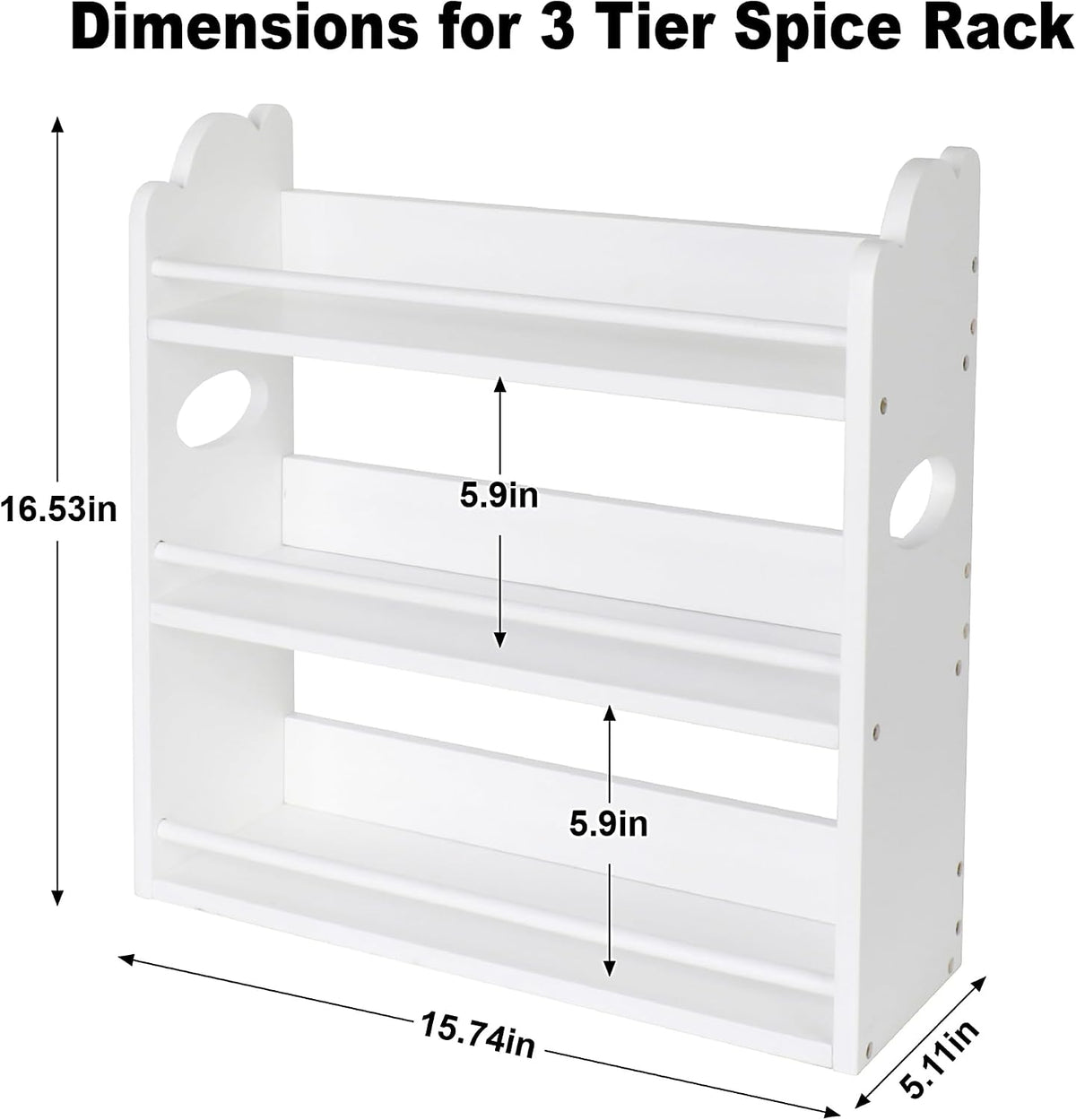 3-Tier Bamboo Spice Rack, Wall Mount & Countertop Spice Organizer | Seasoning Jars Rack Shelf Spice Organizer for