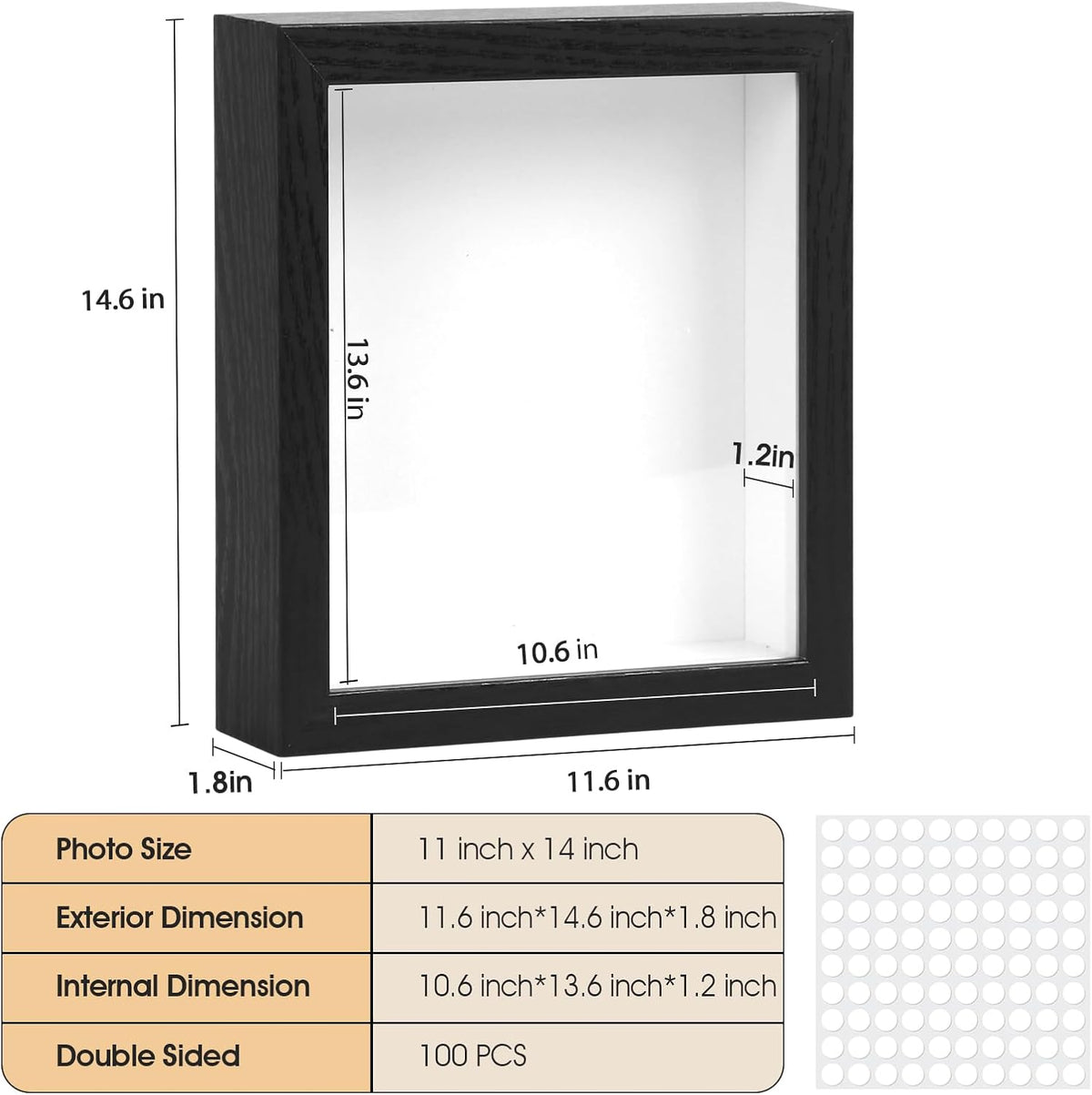 6 Pcs Memorial Shadow Box Frame 11x14 - 1.2" Deep Shadow Boxes Display Case | Wall Mount/Tabletop Display for Wedding