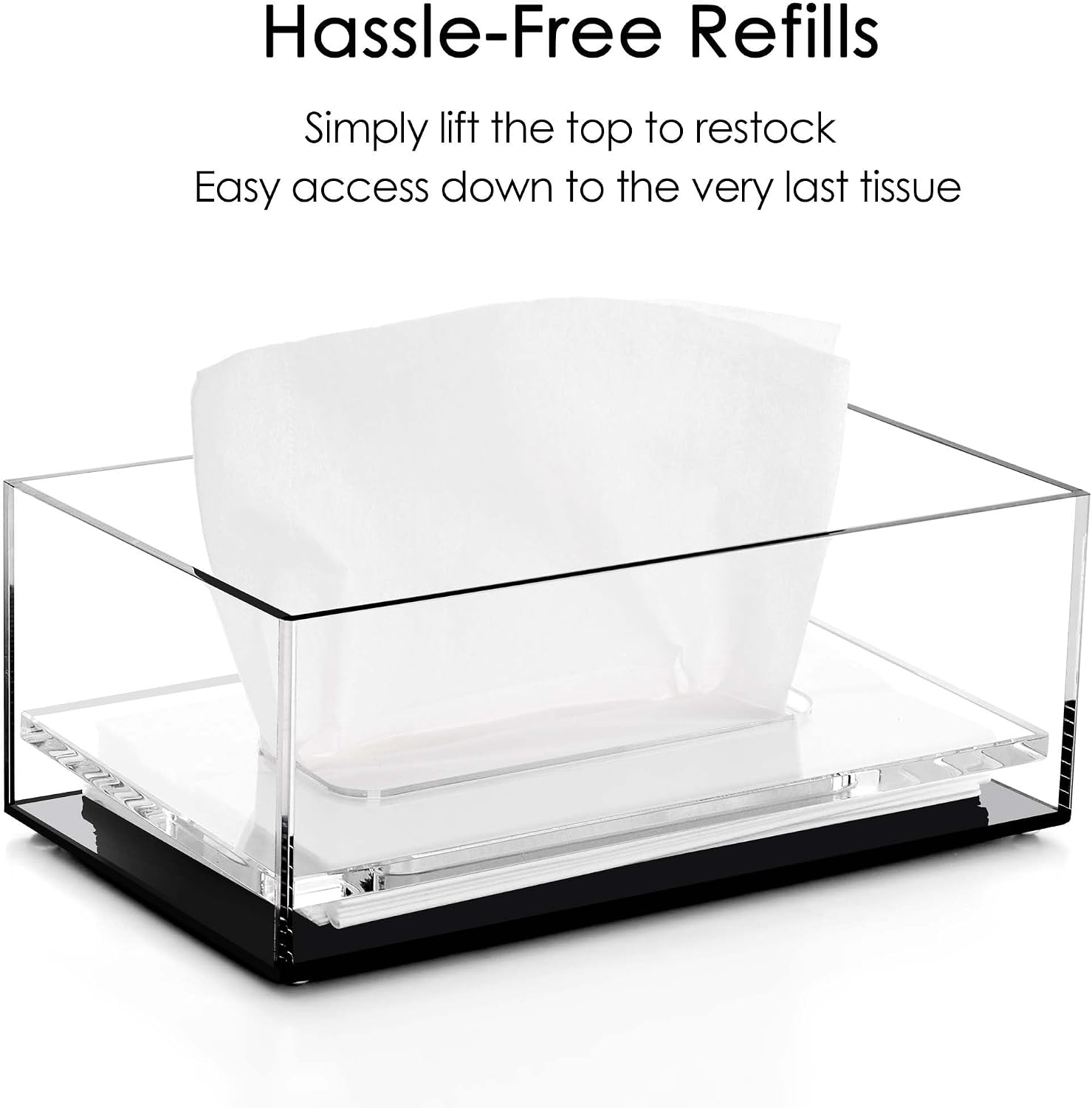 Clear Acrylic Facial Tissue Box Cover Holder / Clear+black