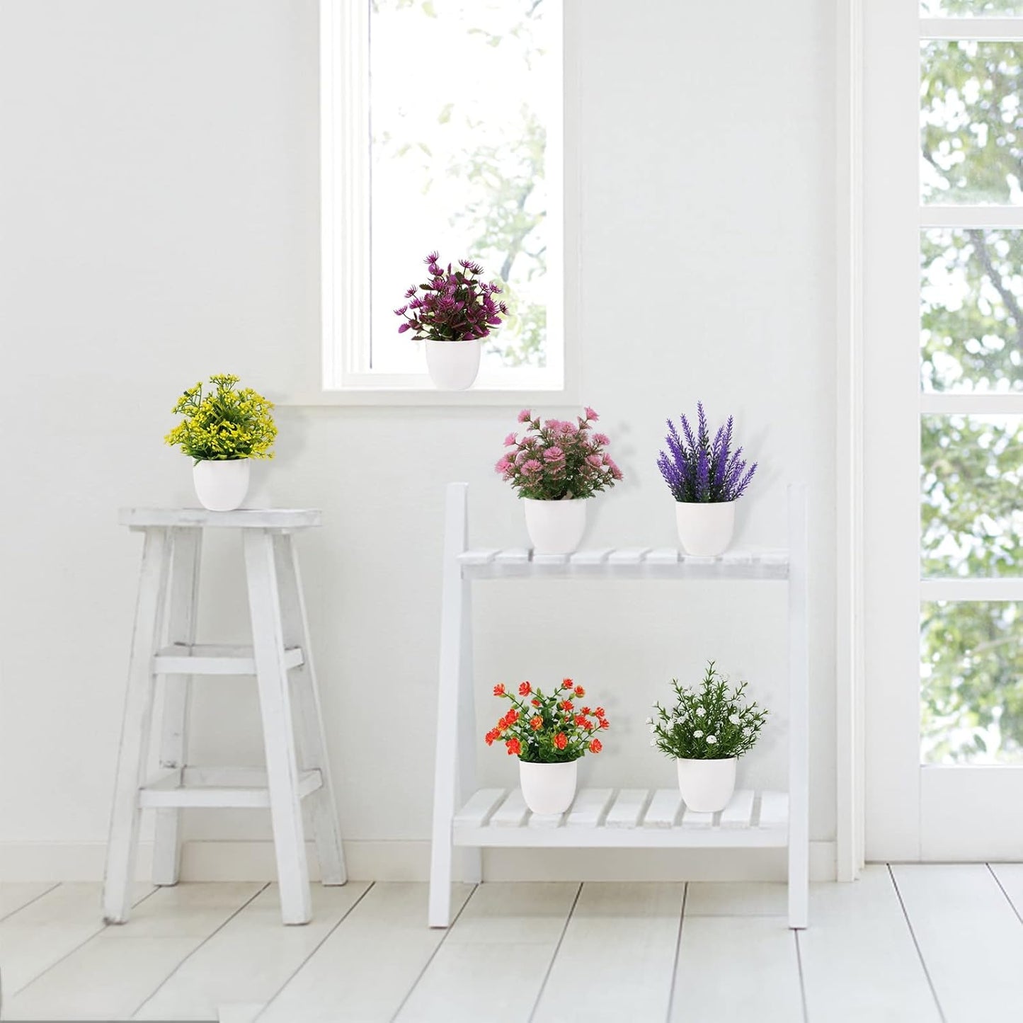 Artificial Small Plant Fake Flower Potted Plant Bathroom Faux Plant / Colorful / Set of 6