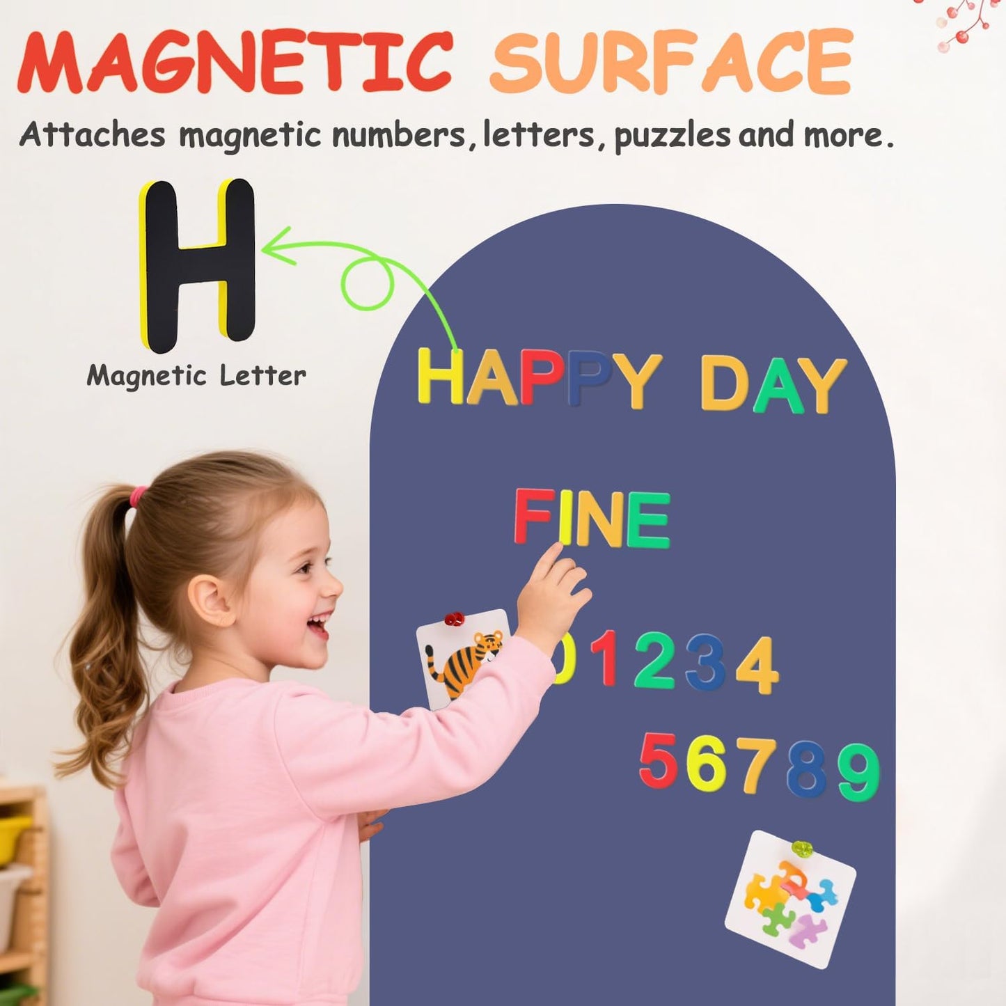Arch Magnetic Wall Decal Magnetic Chalk Board Sticker / 18"W x 39"H / Dusty Blue / 39.3 x 17.5