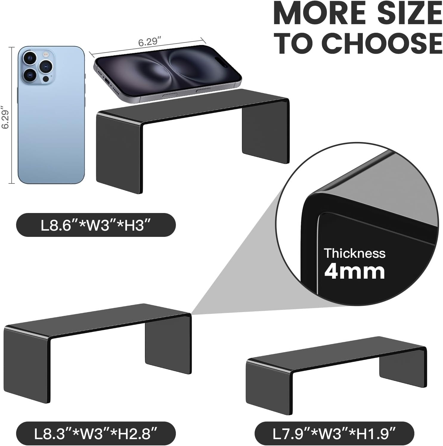Tiered Stands for Party Table / Black / Set of 3
