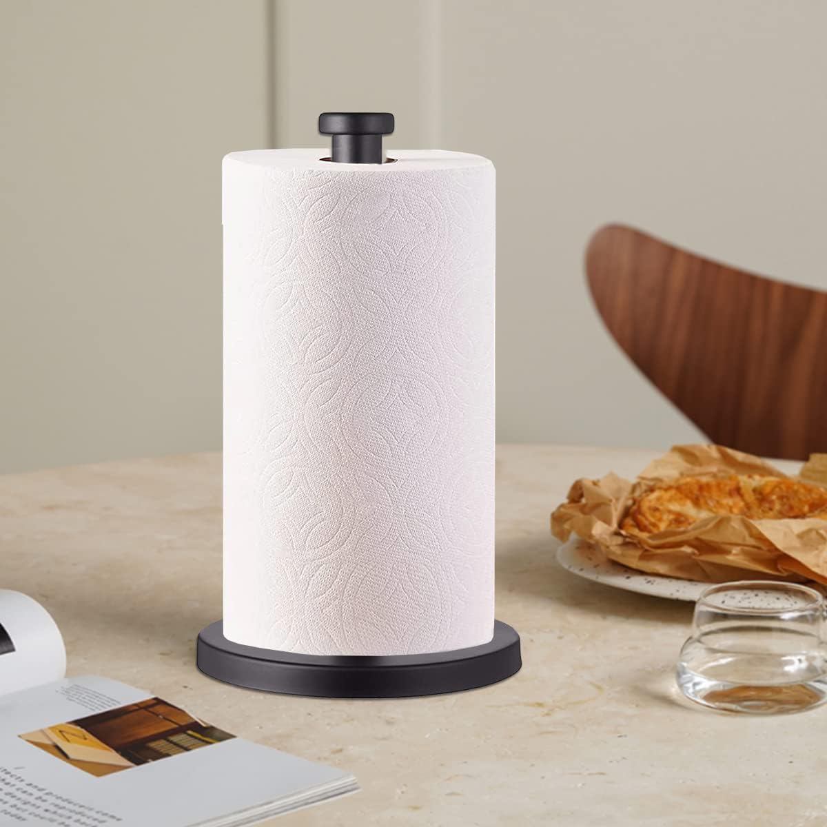 Black Standing Paper Towel Holder for Kitchen& Bathroom Countertop,Under Counter, Table Or BBQ, Standard or Jumbo-Sized