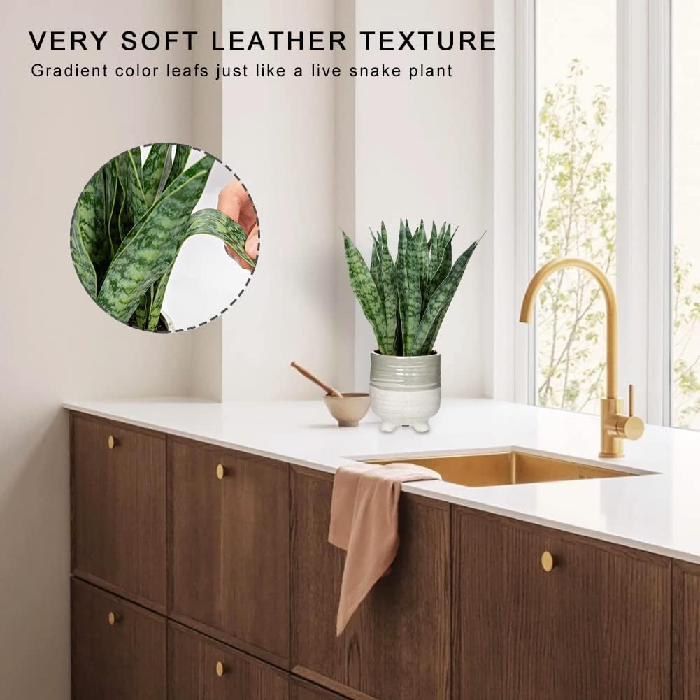 Ceramic Pot Faux Sansevieria Plant / Green-12" Style 1 / 12 Inch