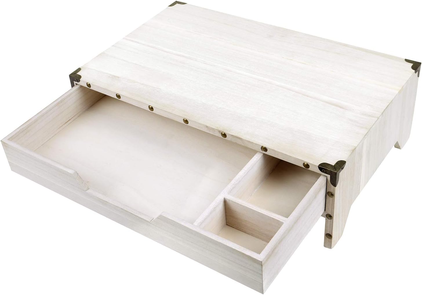 Wooden 2 Tier Monitor Stand / White