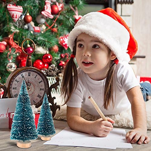 KUUQA 28Pcs Mini Christmas Trees Sisal Snow Frost Bottle Brush Trees