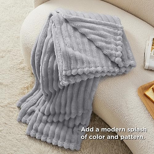 Bedsure Soft Twin Blanket for Bed Decor Gifts Light Grey 60"x80"