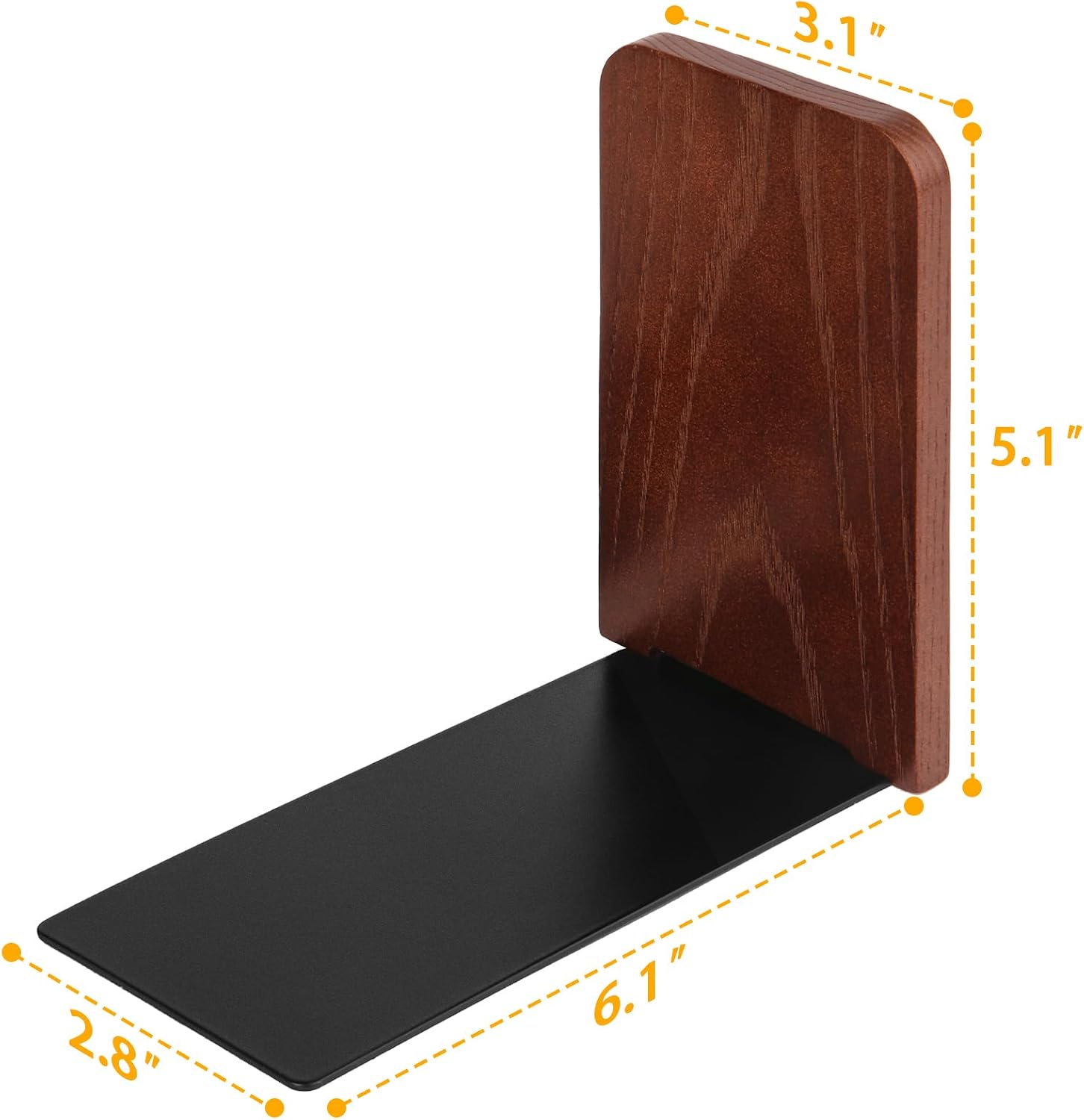 Wooden Bookends / Book Ends / Oak Wood / Small-1 Pair / Black