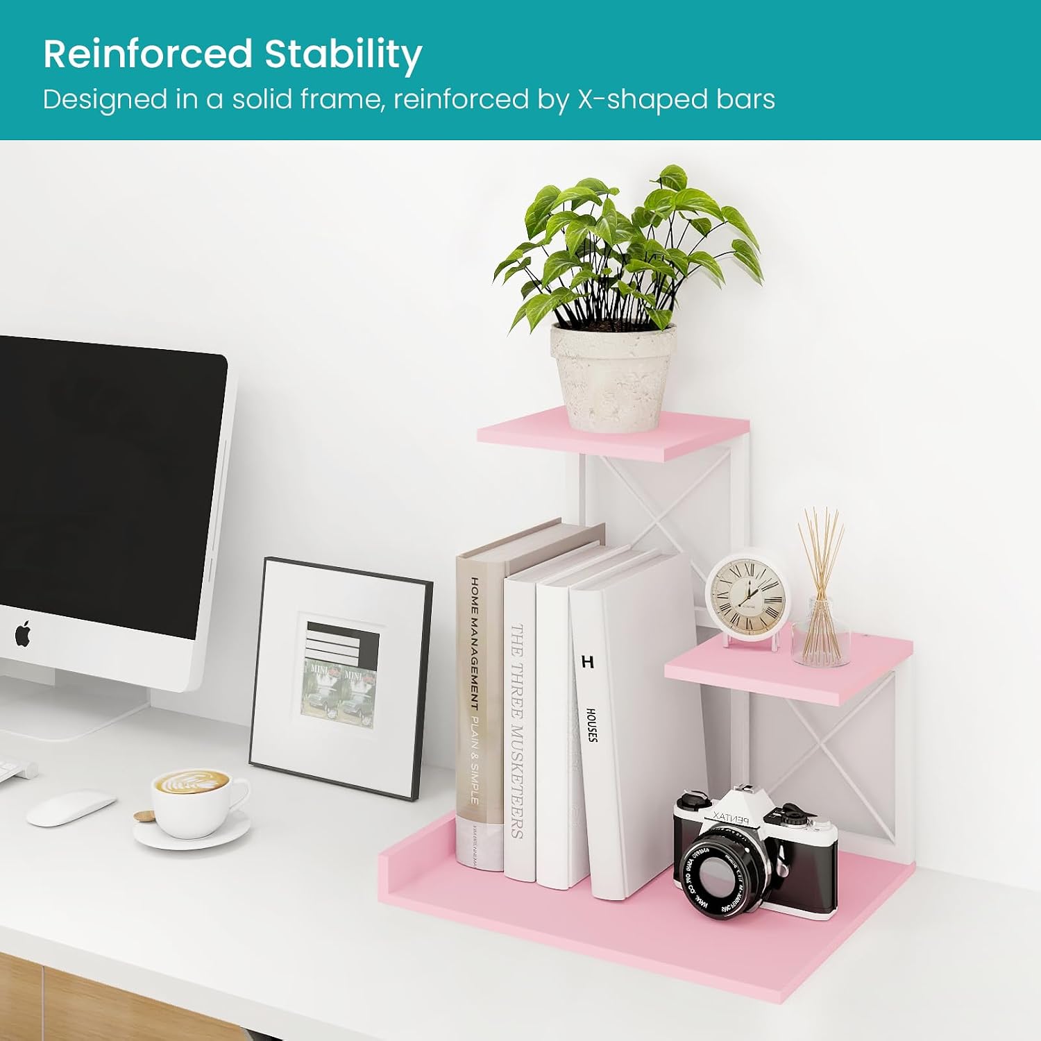 3 Tier Wooden Desk Supplies Organizers / Pink