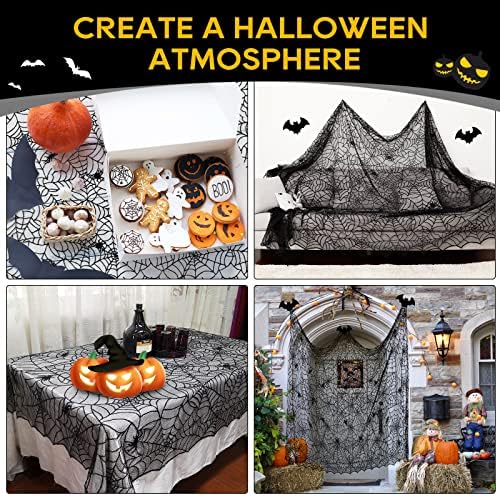 eZAKKA Black Lace Halloween Tablecloth - 60x104 Inch Rectangle Spider Web