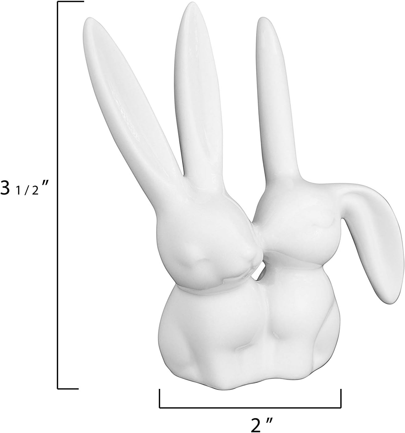 Ceramic Bunny Rabbits Ring Holder / White