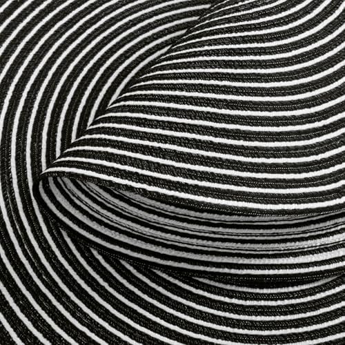 SHACOS 15 inch Round Braided Placemats Set of 6 Non Slip Washable Fabric Kitchen Table Place Mats Heat Resistant Table Mats for Home Wedding Party, Black White