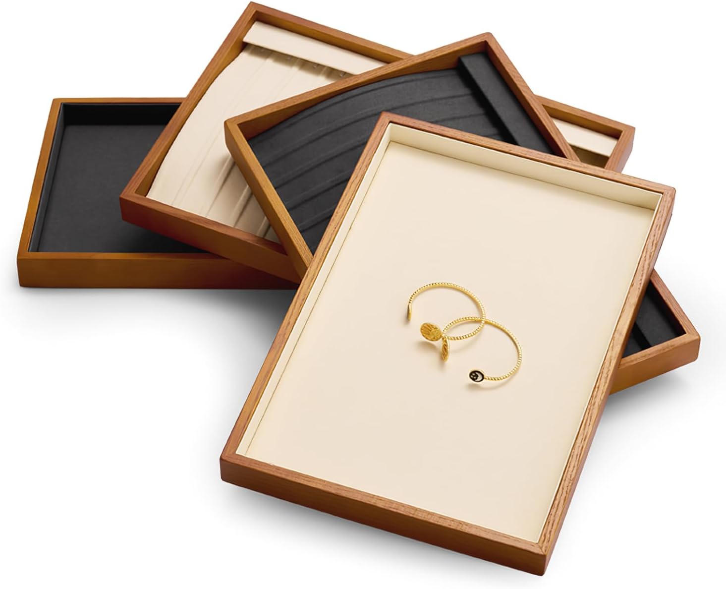 Solid Wood Jewelry Tray Ring Earring Display Showcase Jewelry Organizer / Grey Ring Tray