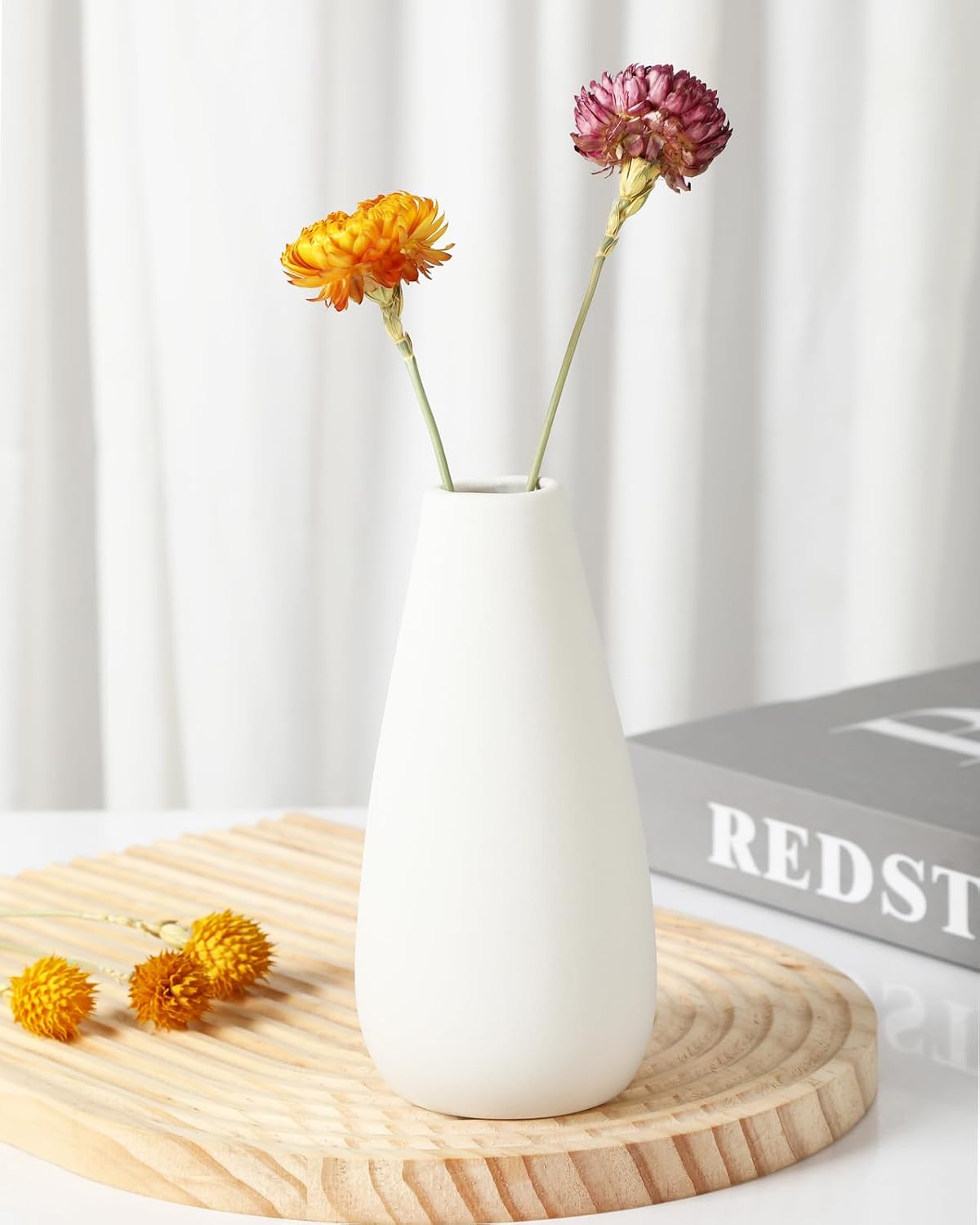 White Ceramic Vases / Medium / White-c / 6 Inch / Set of 6