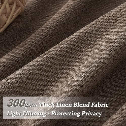 Extra Long 108 Inch Dark Brown Floor to Ceiling Curtains for Living Room, Memory Shape Pinch Pleated Thick Linen Modern