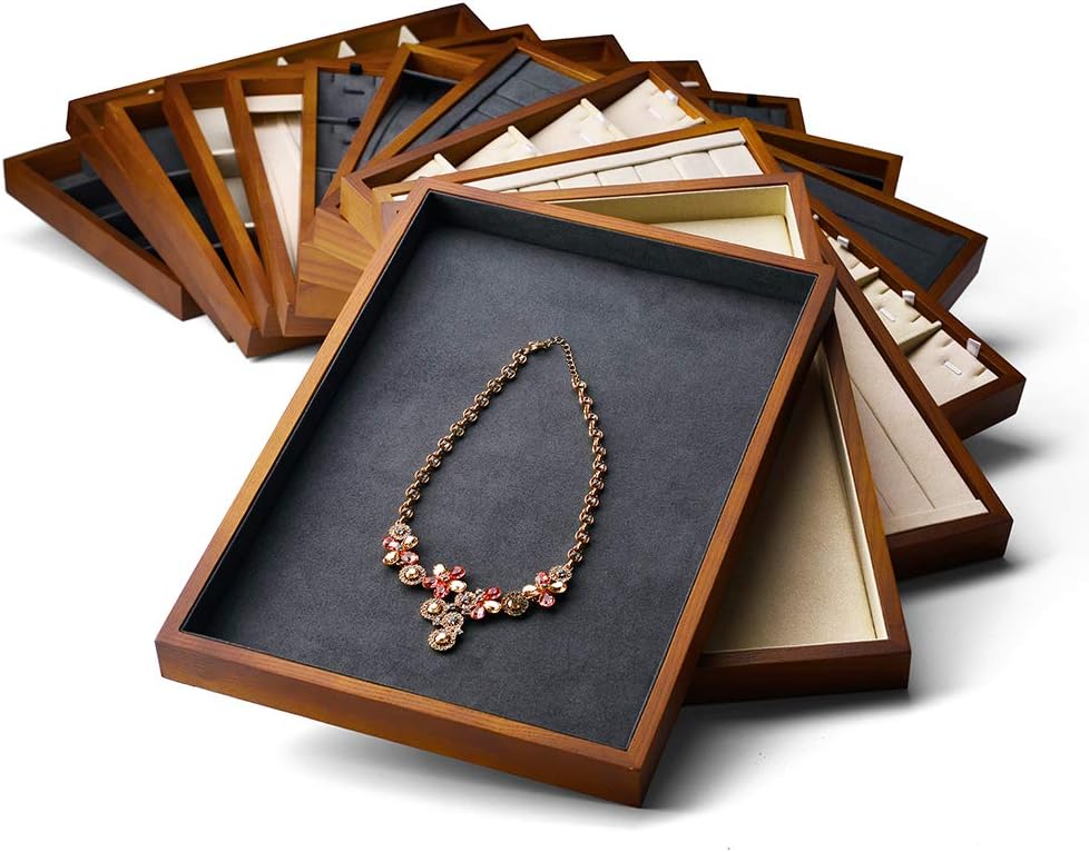 Solid Wood Jewelry Tray Ring Earring Display Showcase Jewelry Organizer / Grey Ring Tray